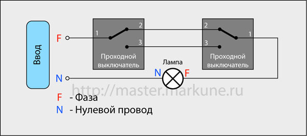 Схема проходного выключателя (для включения светоприбора из двух и более мест) Наши специалисты помогут вам в этом.